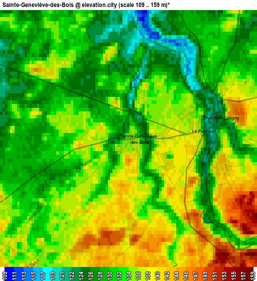 Sainte-Geneviève-des-Bois elevation map
