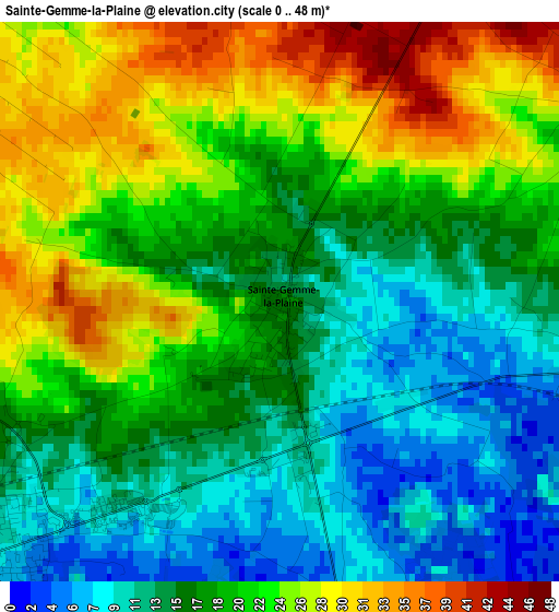 Sainte-Gemme-la-Plaine elevation map