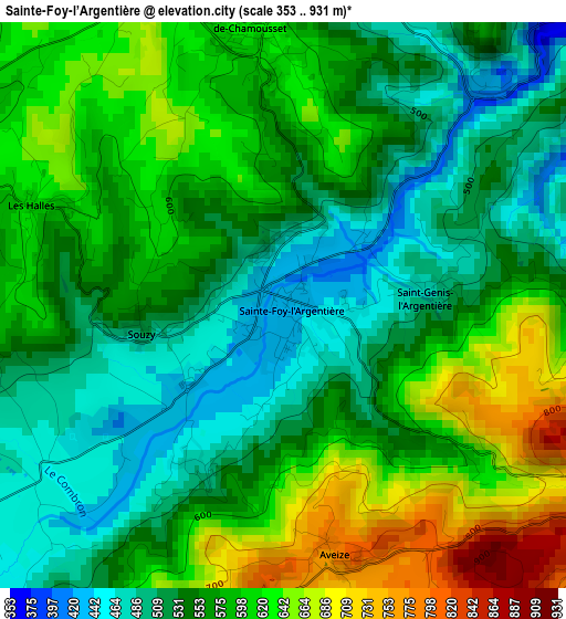 Sainte-Foy-l’Argentière elevation map