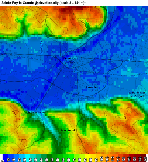 Sainte-Foy-la-Grande elevation map