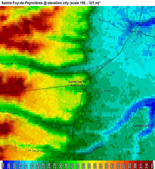 Sainte-Foy-de-Peyrolières elevation map