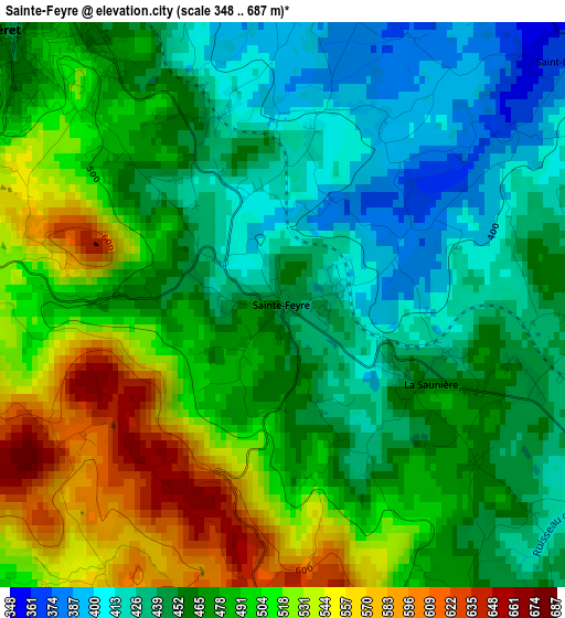 Sainte-Feyre elevation map