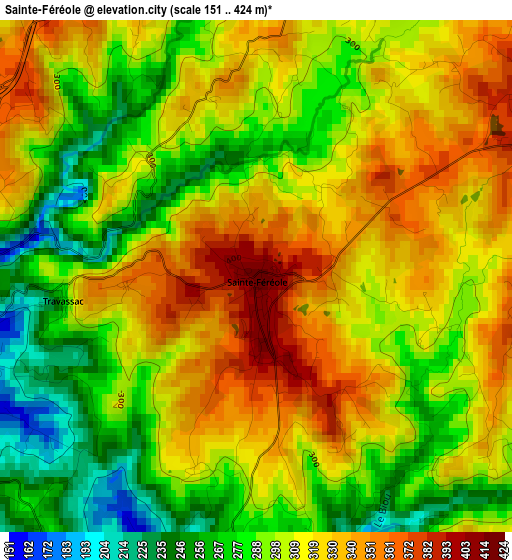 Sainte-Féréole elevation map