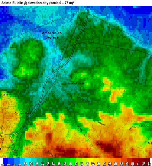 Sainte-Eulalie elevation map