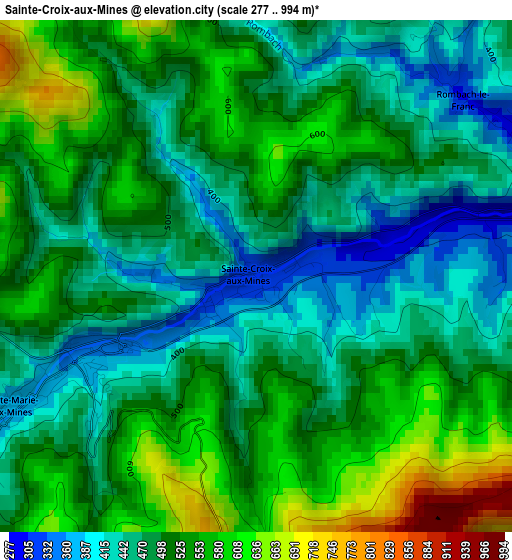 Sainte-Croix-aux-Mines elevation map