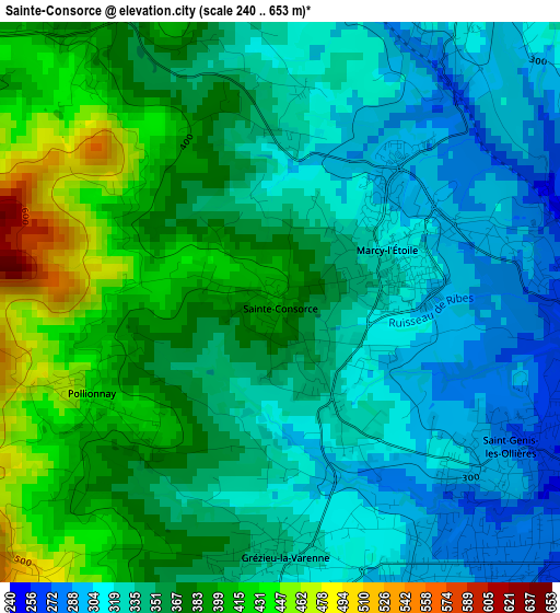 Sainte-Consorce elevation map