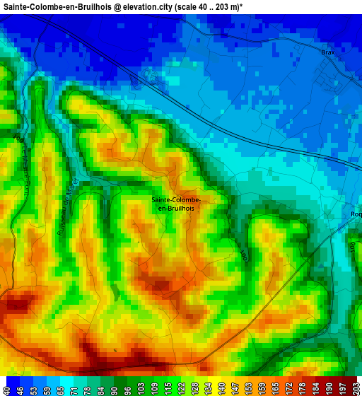 Sainte-Colombe-en-Bruilhois elevation map