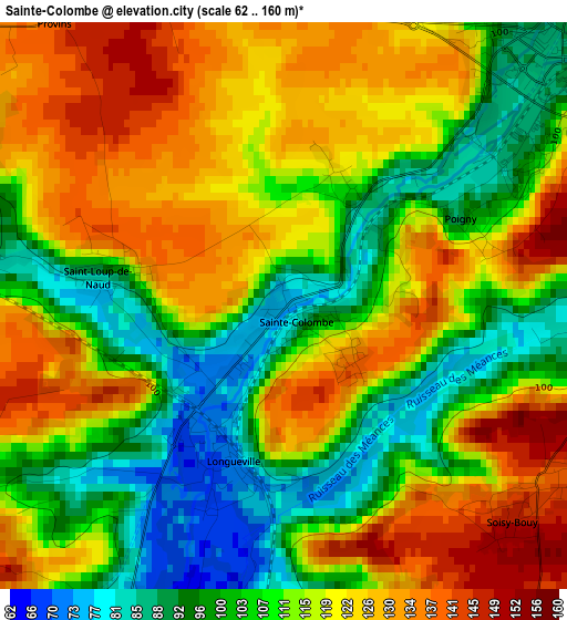 Sainte-Colombe elevation map