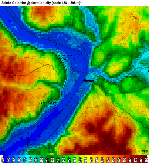 Sainte-Colombe elevation map