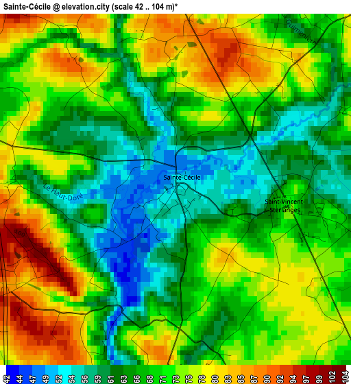 Sainte-Cécile elevation map