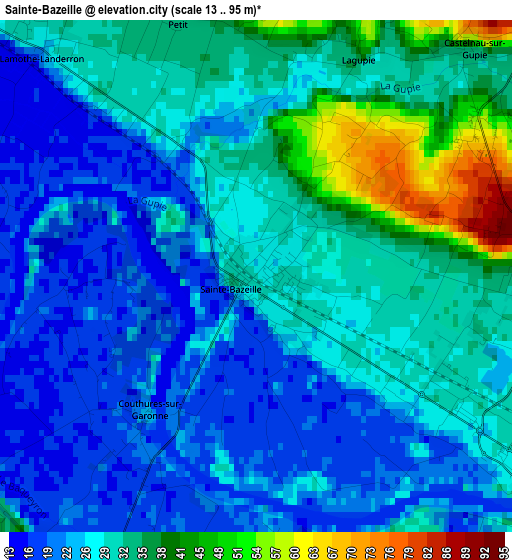 Sainte-Bazeille elevation map