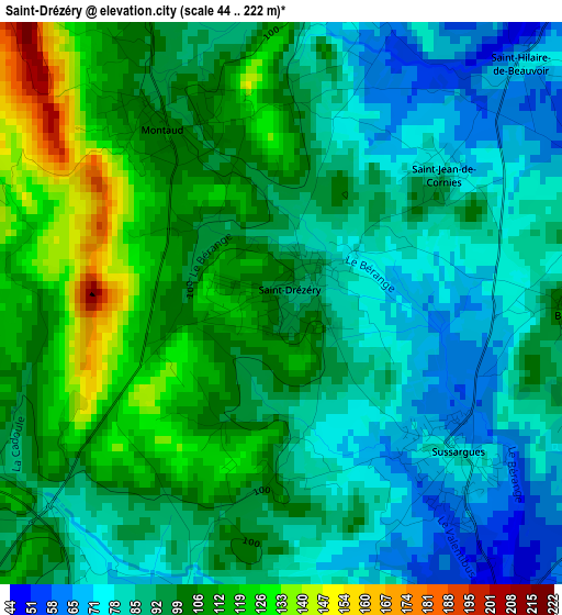 Saint-Drézéry elevation map