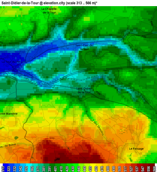 Saint-Didier-de-la-Tour elevation map