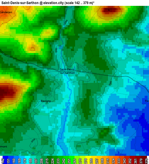 Saint-Denis-sur-Sarthon elevation map