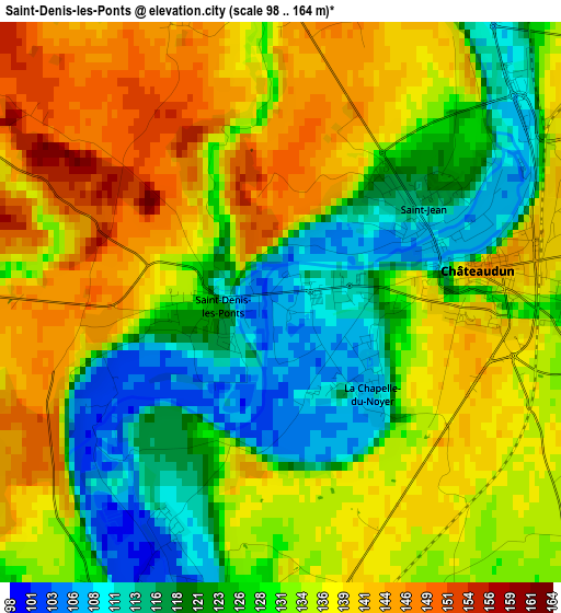 Saint-Denis-les-Ponts elevation map