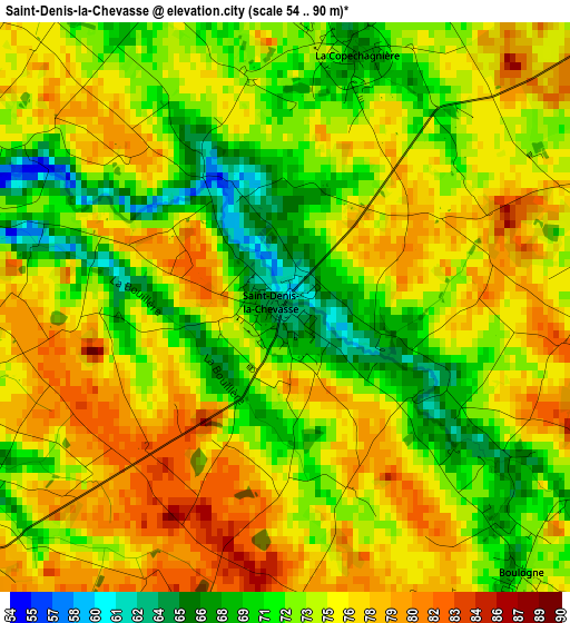 Saint-Denis-la-Chevasse elevation map