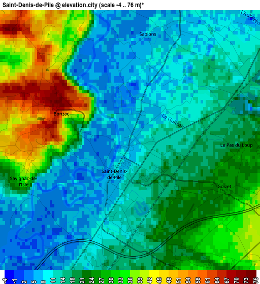 Saint-Denis-de-Pile elevation map