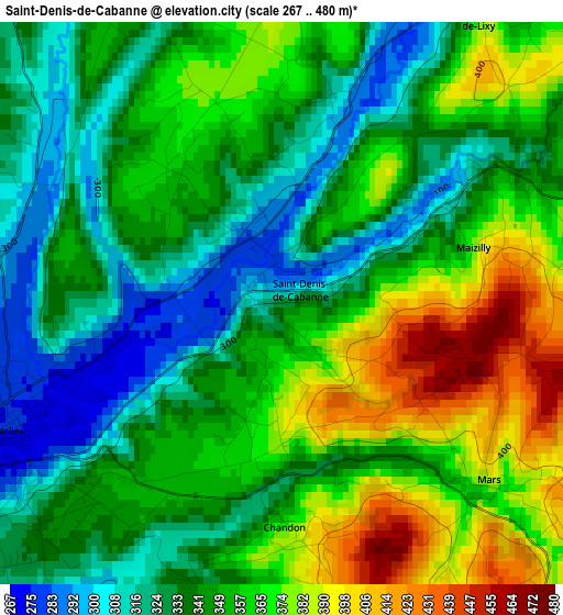 Saint-Denis-de-Cabanne elevation map