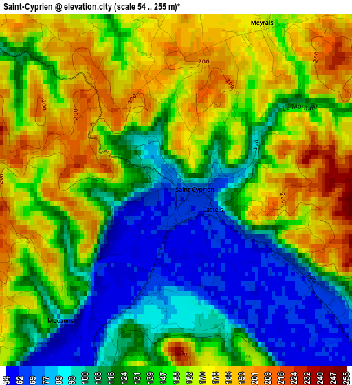 Saint-Cyprien elevation map