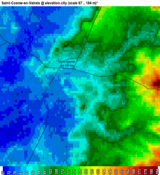 Saint-Cosme-en-Vairais elevation map