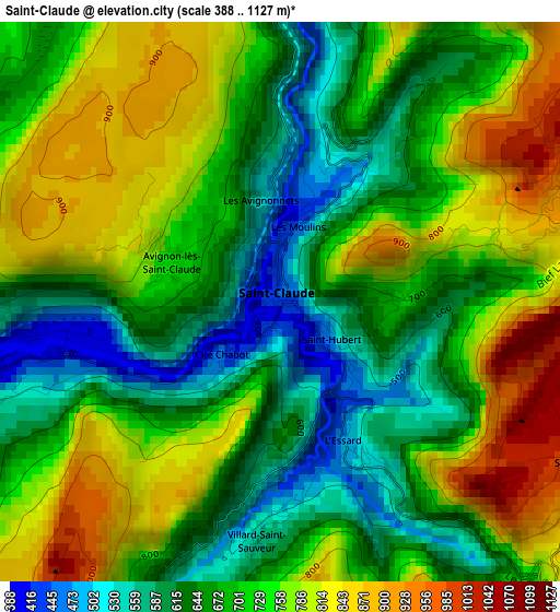 Saint-Claude elevation map