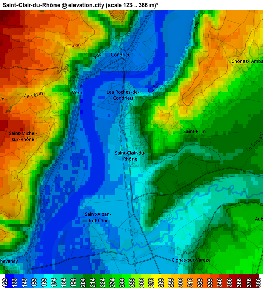 Saint-Clair-du-Rhône elevation map