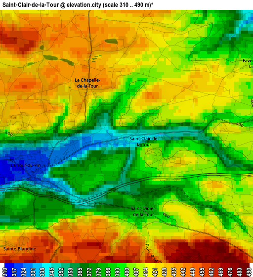 Saint-Clair-de-la-Tour elevation map