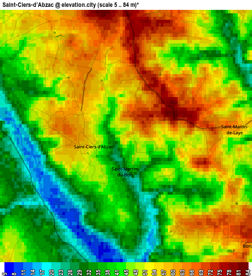 Saint-Ciers-d’Abzac elevation map