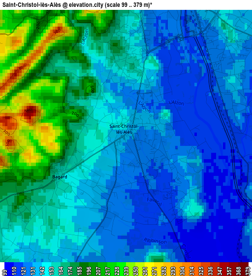 Saint-Christol-lès-Alès elevation map