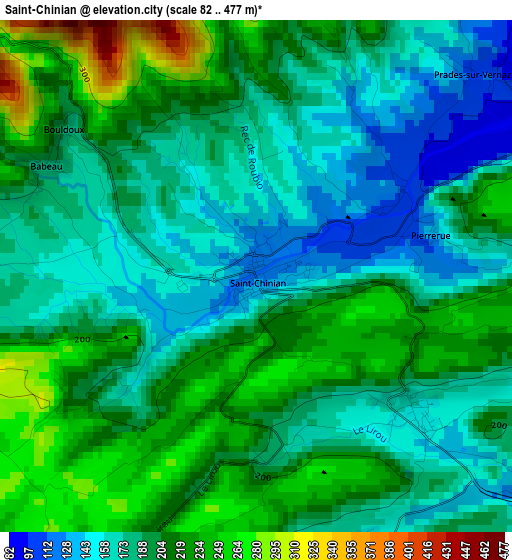 Saint-Chinian elevation map