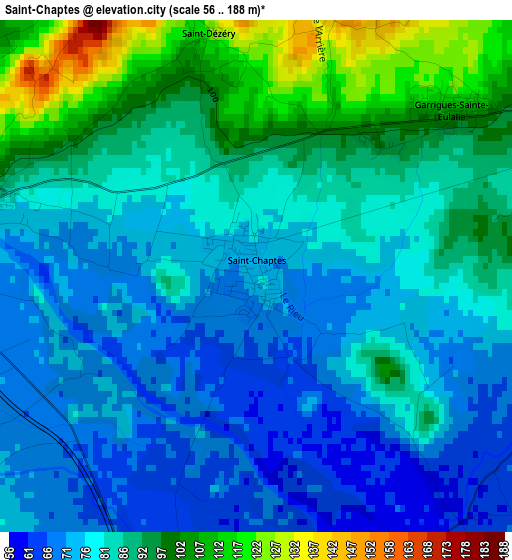 Saint-Chaptes elevation map