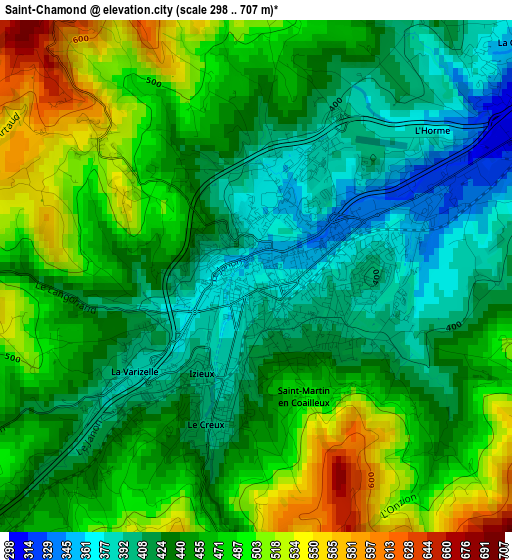 Saint-Chamond elevation map