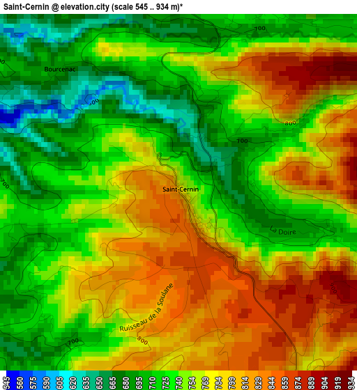 Saint-Cernin elevation map