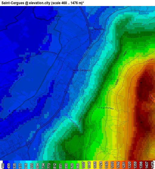 Saint-Cergues elevation map