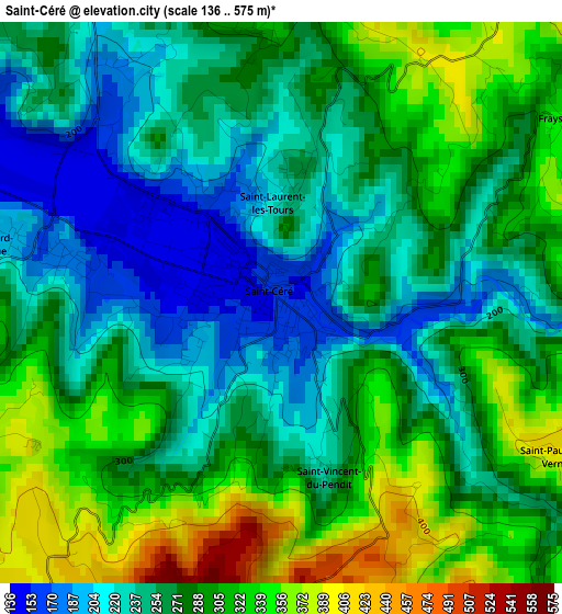 Saint-Céré elevation map