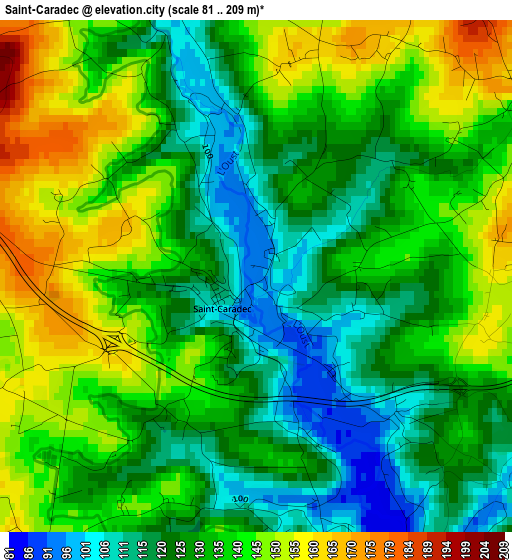 Saint-Caradec elevation map