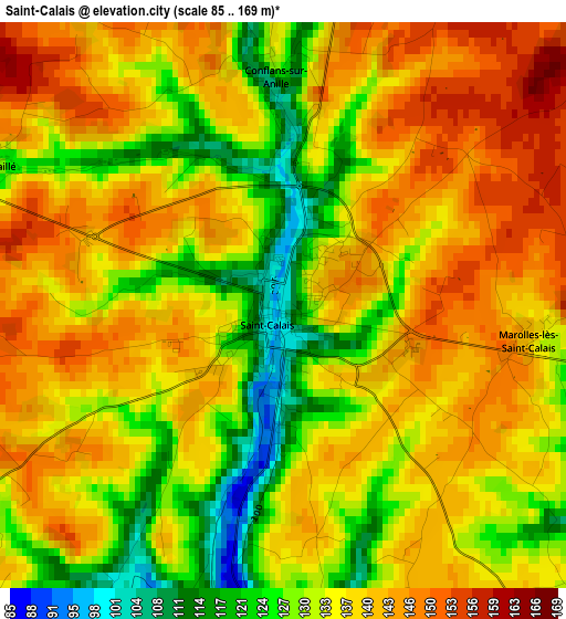 Saint-Calais elevation map