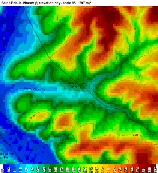 Saint-Bris-le-Vineux elevation map