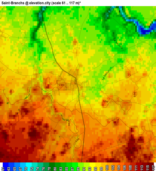 Saint-Branchs elevation map