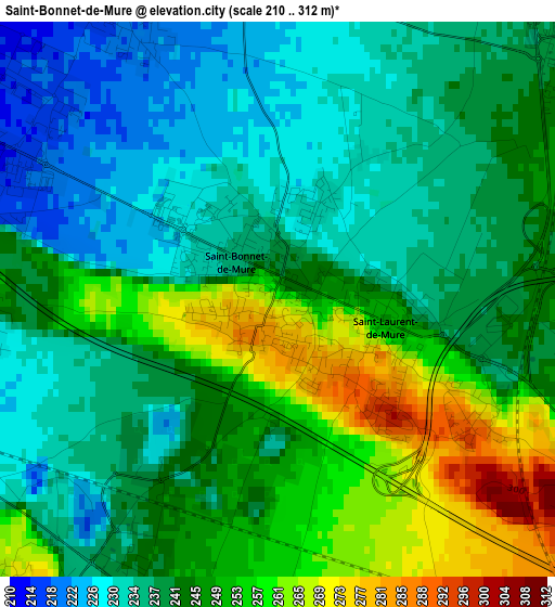 Saint-Bonnet-de-Mure elevation map