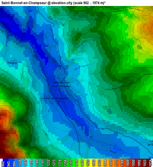 Saint-Bonnet-en-Champsaur elevation map
