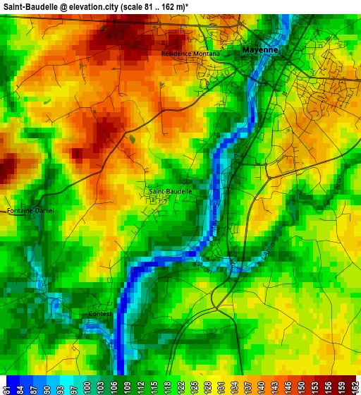 Saint-Baudelle elevation map