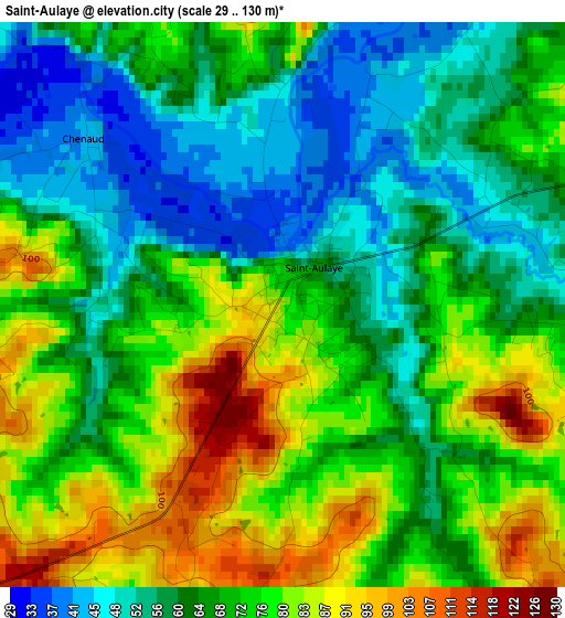 Saint-Aulaye elevation map