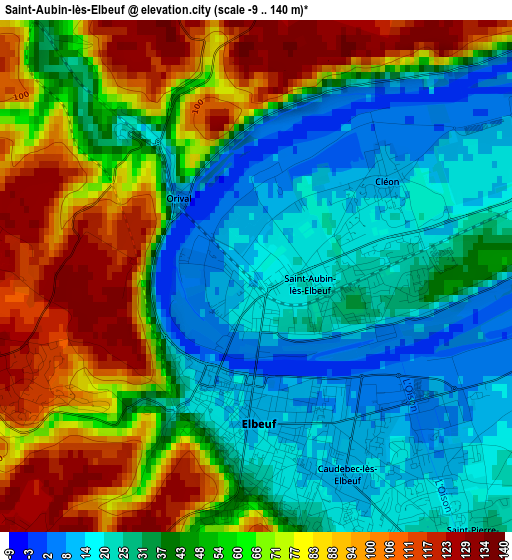 Saint-Aubin-lès-Elbeuf elevation map