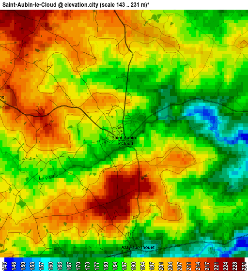 Saint-Aubin-le-Cloud elevation map