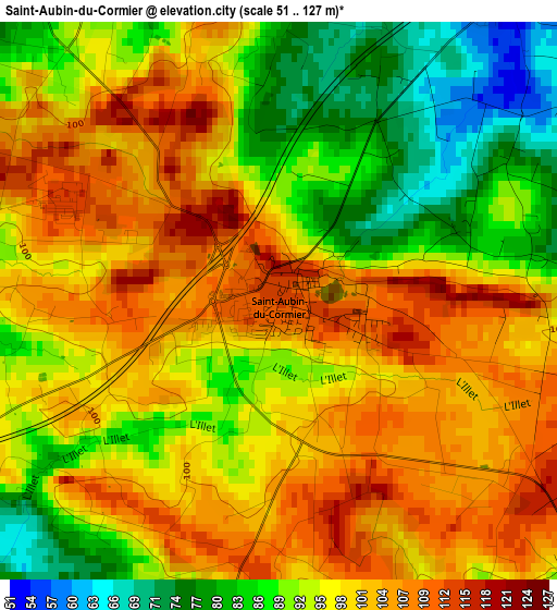 Saint-Aubin-du-Cormier elevation map