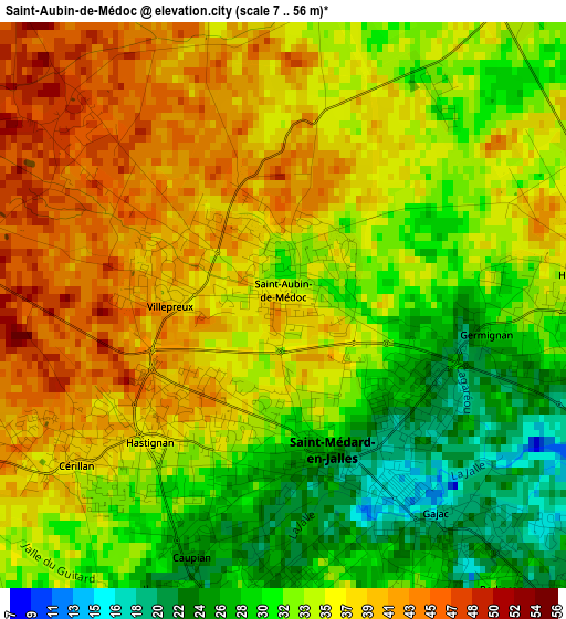Saint-Aubin-de-Médoc elevation map