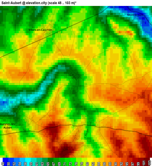 Saint-Aubert elevation map