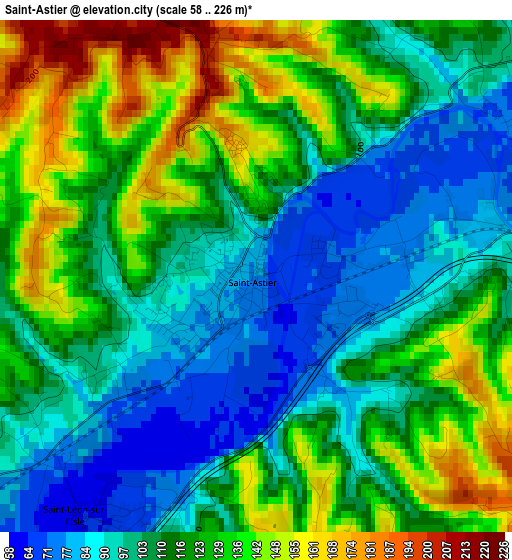 Saint-Astier elevation map