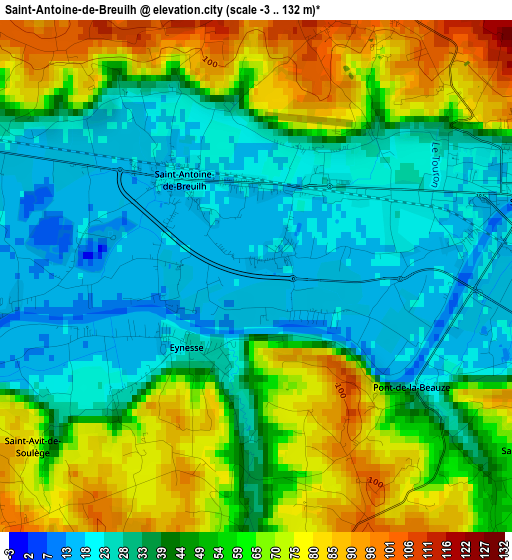 Saint-Antoine-de-Breuilh elevation map